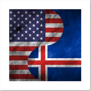 USA Iceland Dual Yin Yang Flag Posters and Art